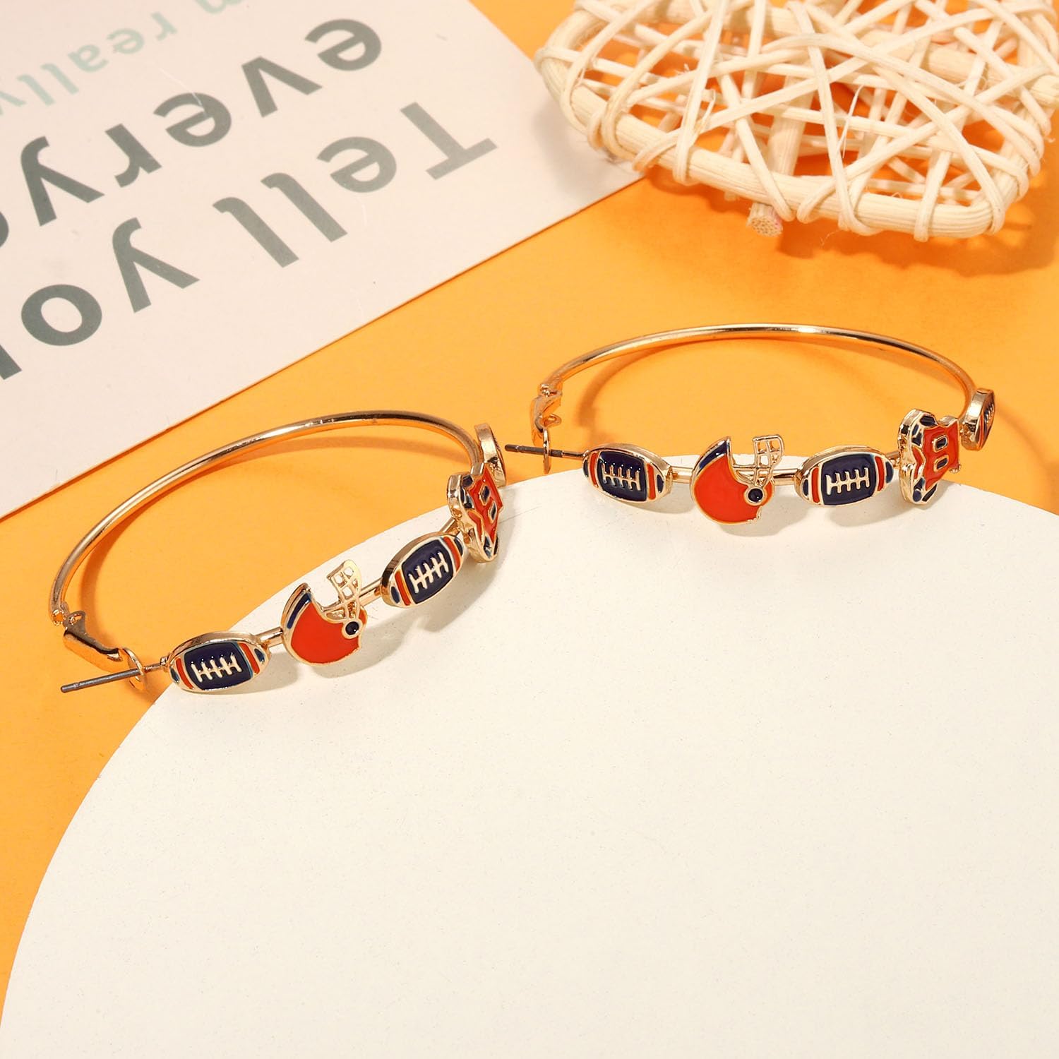 Football Earrings for Women Game Day Hoop Earrings Football Mom Accessories Enamel Red Black Football Helmet Jersey Earrings Sport Team Outfits Accessories Party Favor Gifts - Image 6