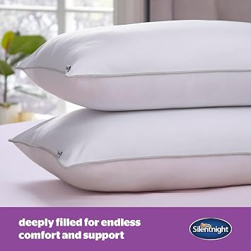 Silentnight Luxury Deep Sleep Pillow Pack of 2 - Pair of Bed Pillows with Luxurious Stitching and Soft Medium Support - Hypoallergenic and Machine Washable - 2 Pack