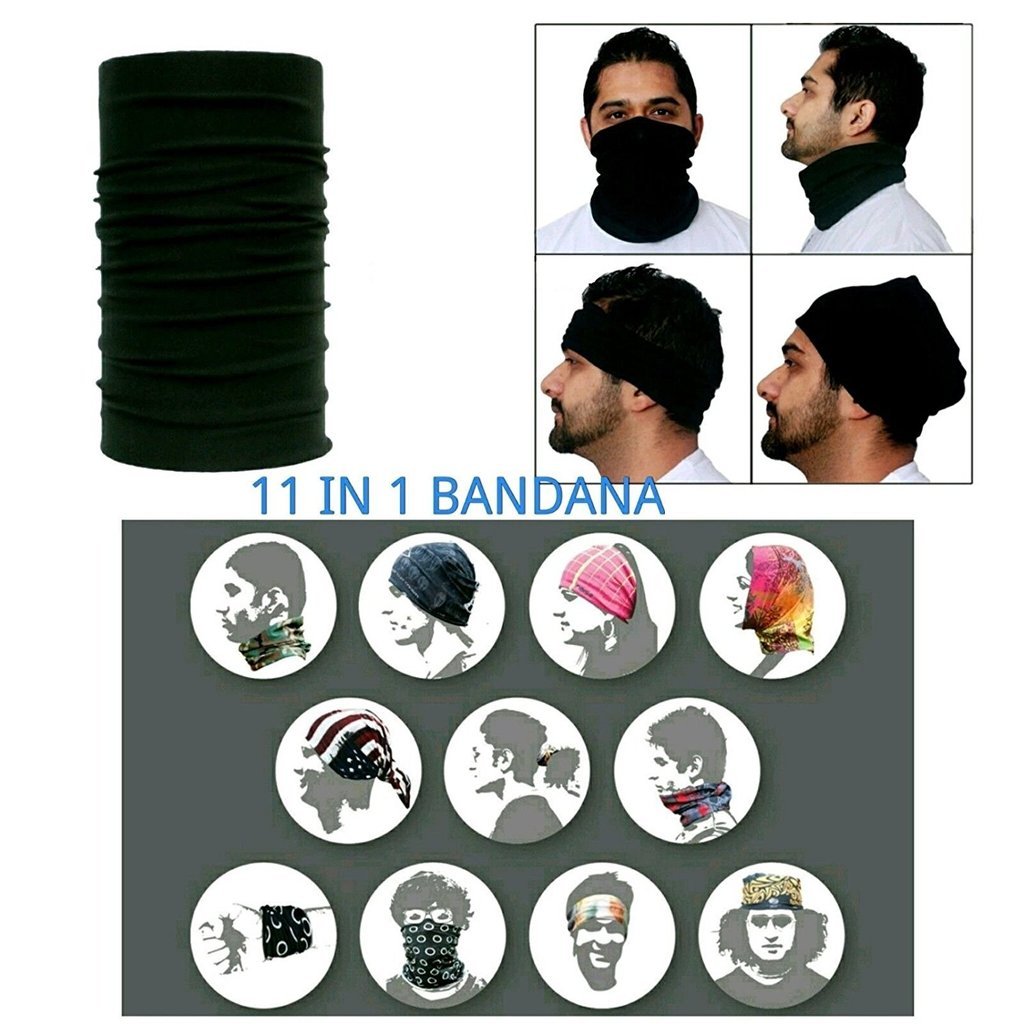 BENJOYBlack Tube Bandana Bikers Head/Face/Mask/Kneck Multiwear For TVS Phoenix 125