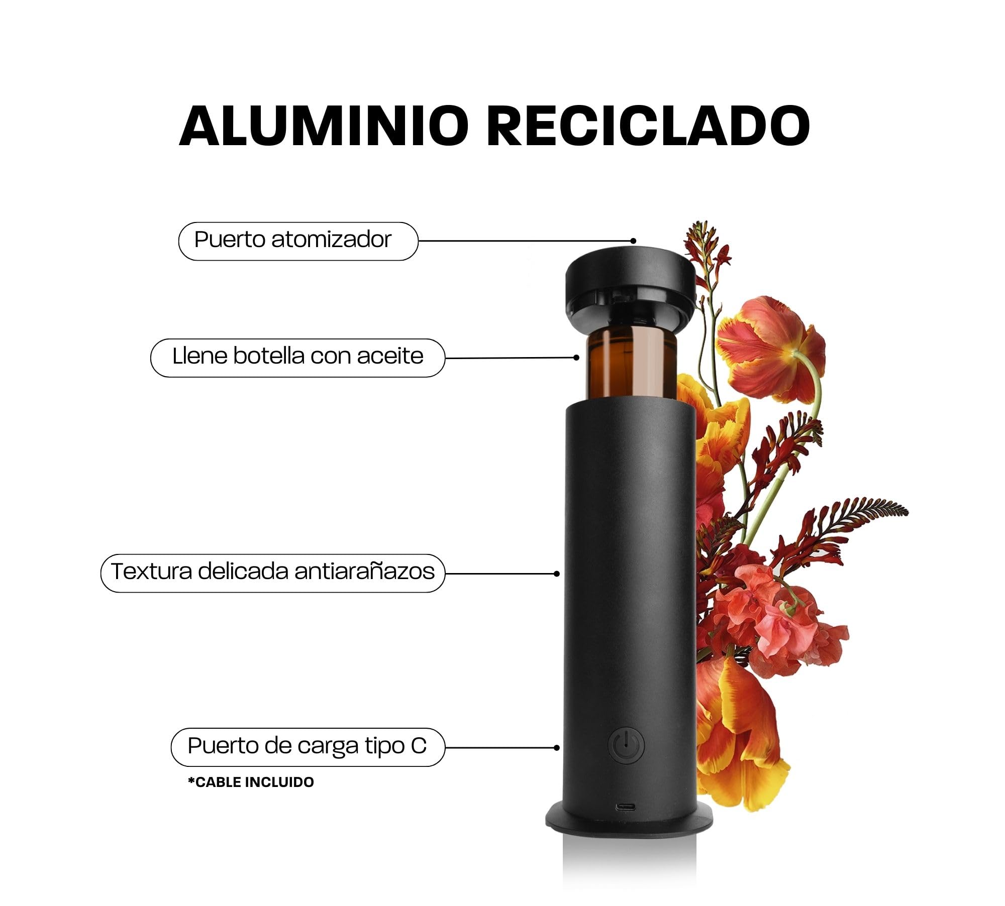 Difusor de Aromas y Aceites Esenciales Profesional | Controlado por Aplicación | Humidificador y Purificador Aire | Absorbe Olores | Regalo Ideal, Negro, 300m3, Aluminio