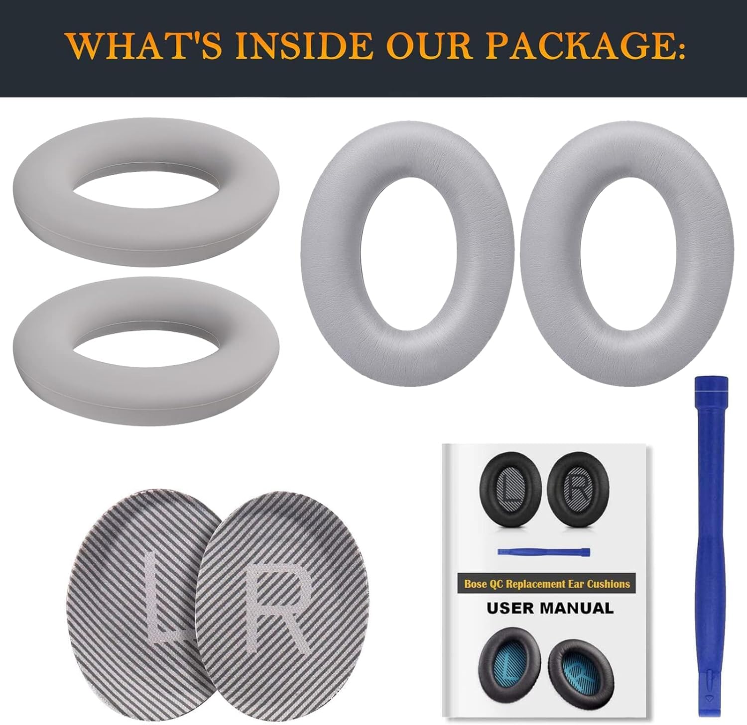 SOULWIT Ear Pads Cushions + Headband + Silicone Earpads Cover Protector, Replacement Kit for Bose QuietComfort 35 QC35 - Image 3