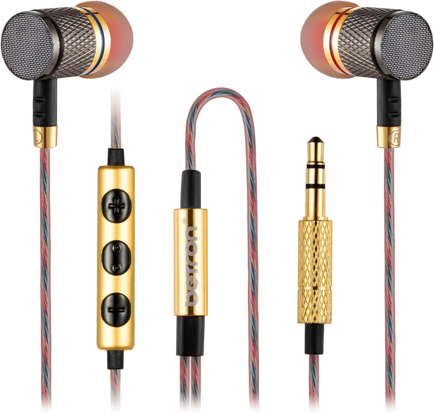 Betron YSM1000 in Ear Headphones Wired Earphones with Mic Microphone Volume Control Stereo Ear Buds Deep Bass Case 3.5mm Jack for Android Devices