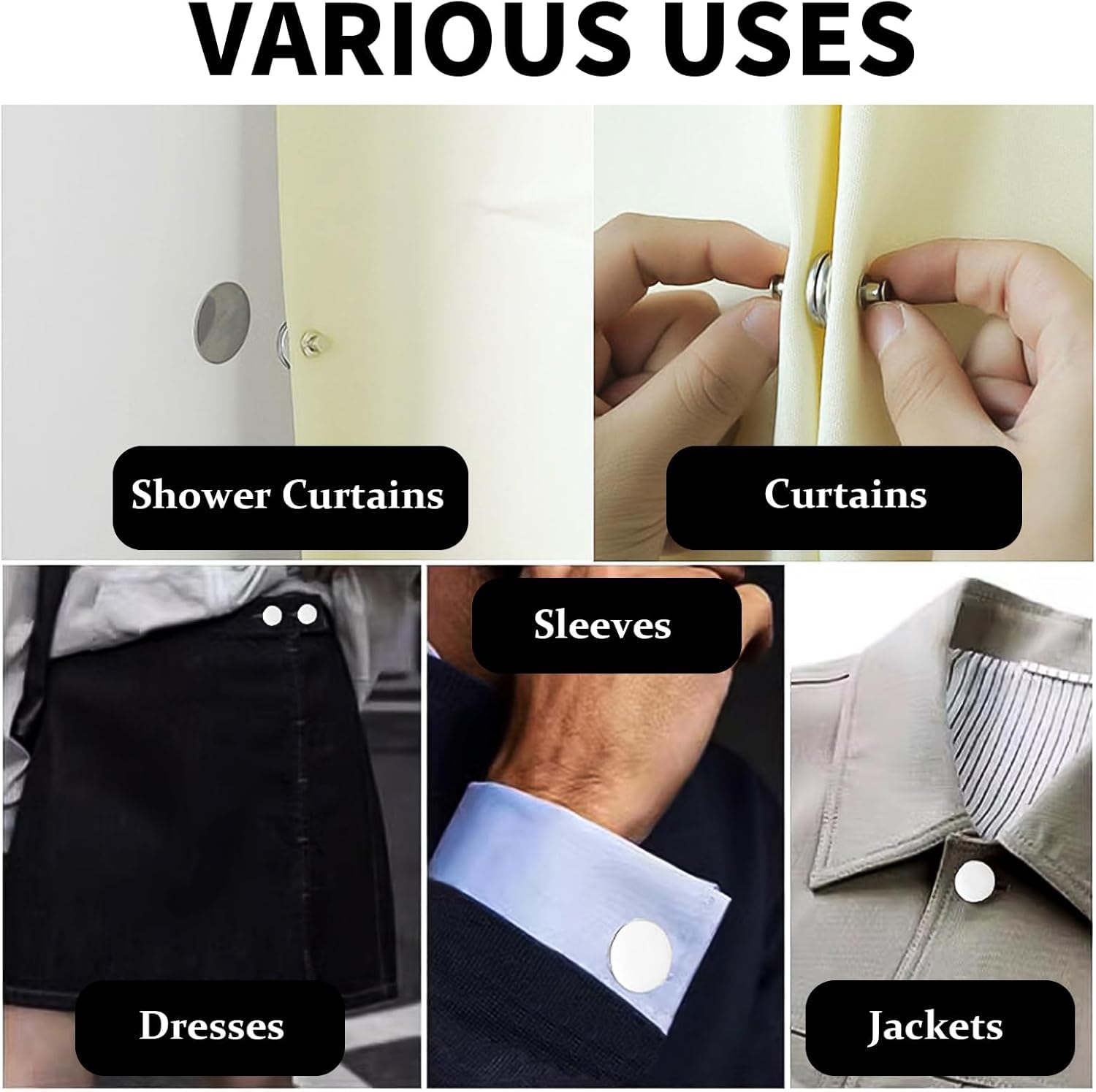 Yuqilin Lot De 12 Paires D'embrasses De Rideau Magnétiques - Fermeture Magnétique - Accessoire Pour Chambre à Coucher, Salon, Salle à Manger, Salle De Bain, Bureau - Argenté