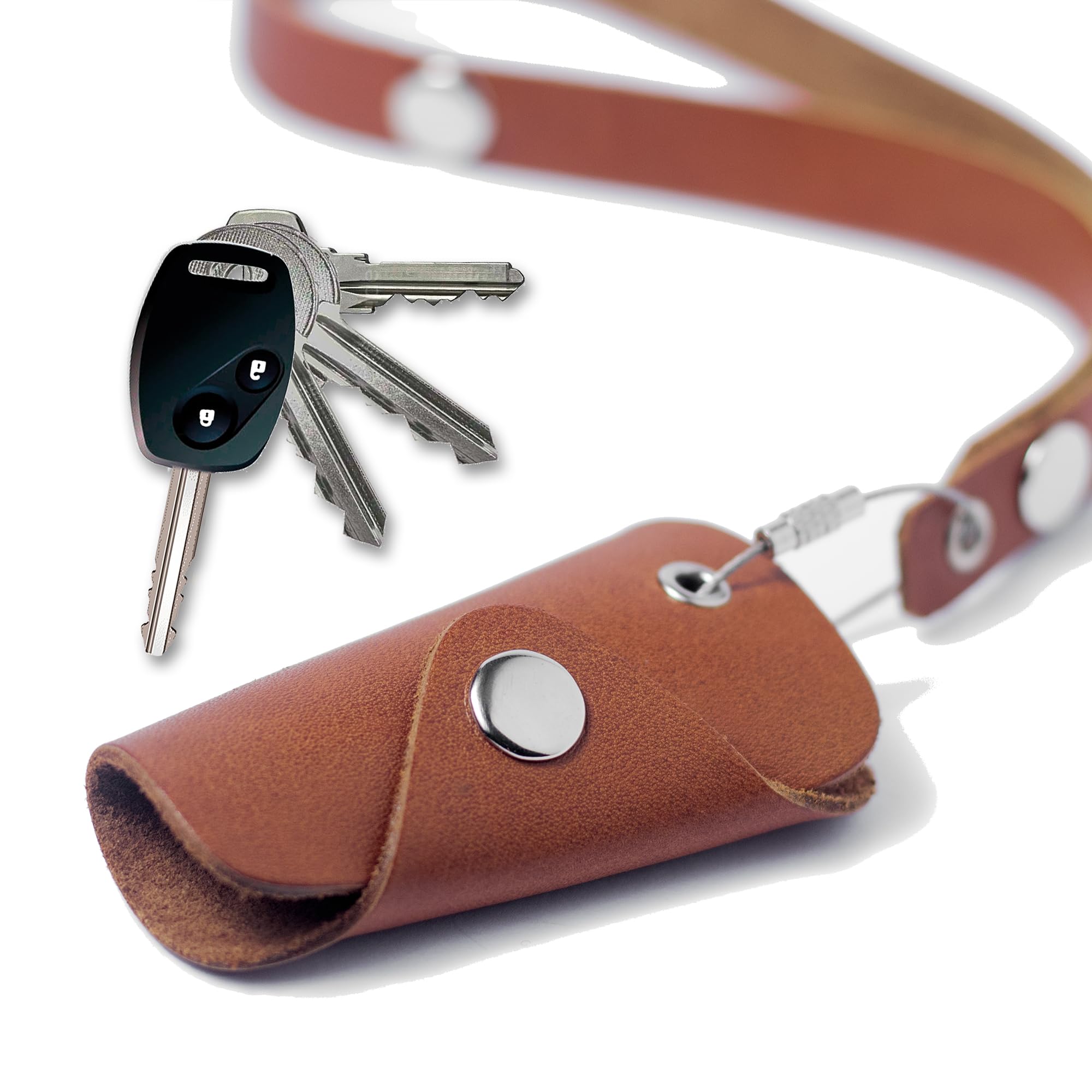 LA CHUECA POLO Llavero Organizador de Llaves de CUERO - Estuche Funda de Piel protector para 1-5 llaves Premium - Ideal regalo UNISEX - Porta llaves Vintage Minimalista Original - Incluye TIRA de CUERO (London)