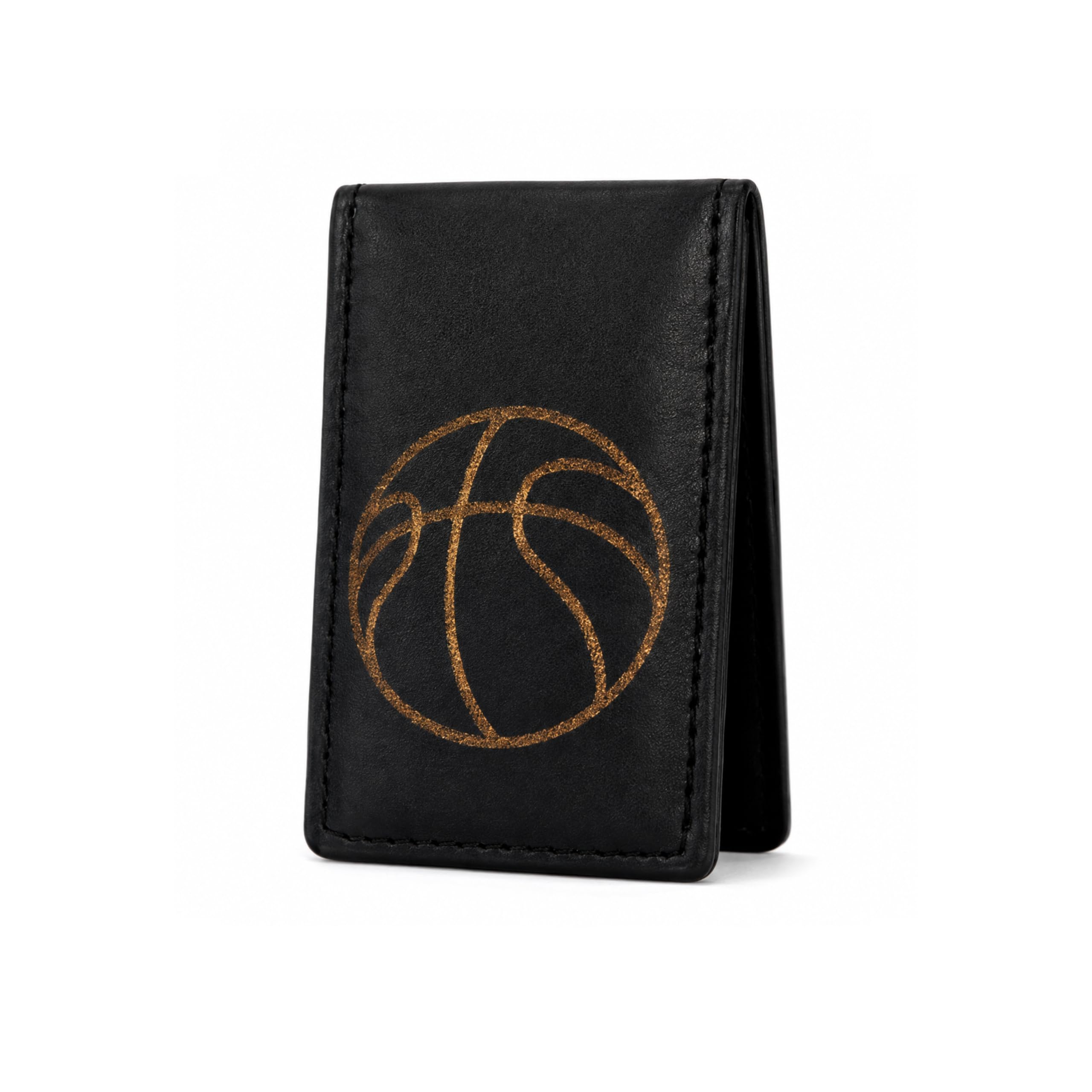 LB LEATHERBOSS Men's New Leather Strong Magnetic Money Clip (Basketball)