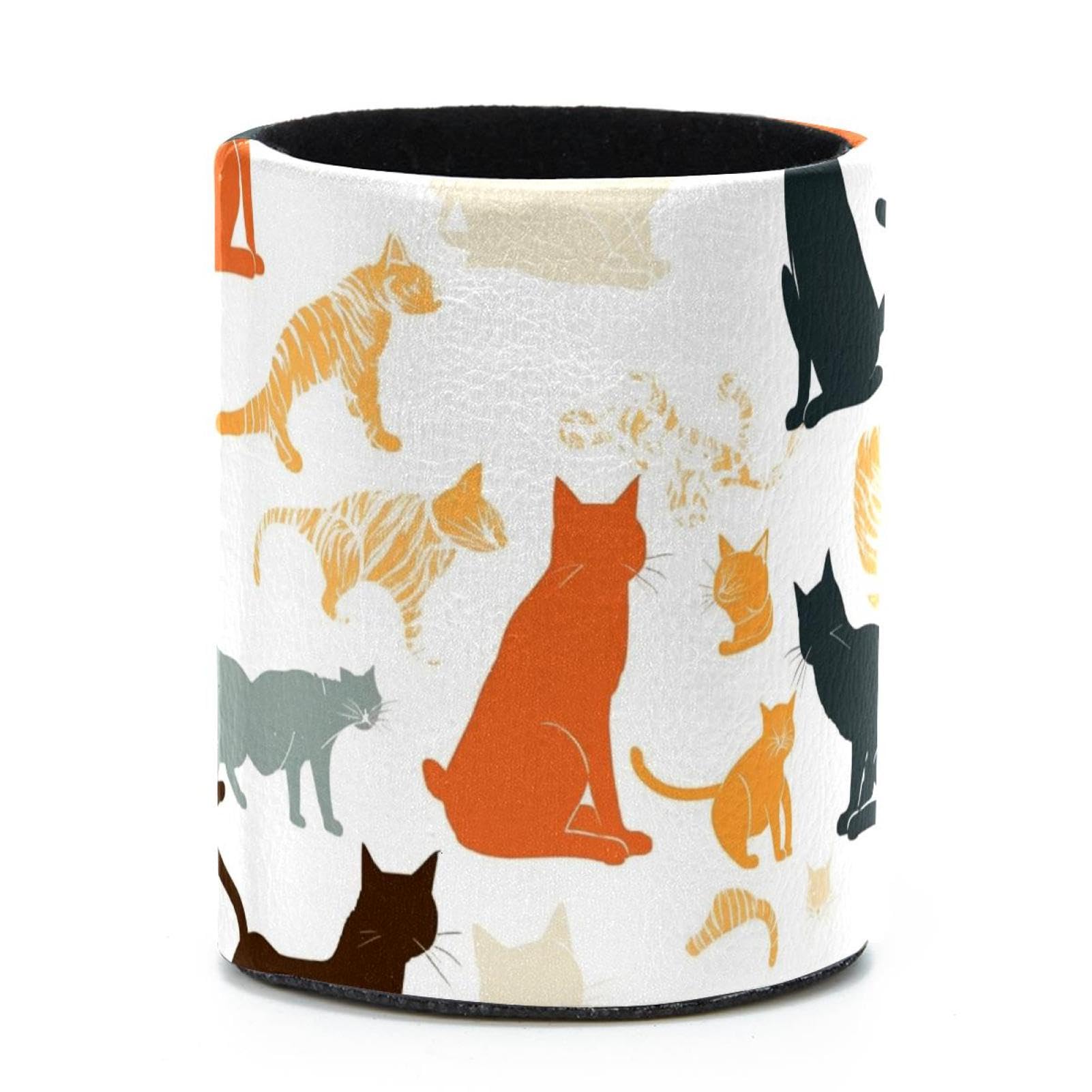 VAPOKF Round Pencil Holders for Desk, Cats Pen Holders Pen Pot Makeup Brushes Storage Desktop Stationery Supplies Organiser for Home Office