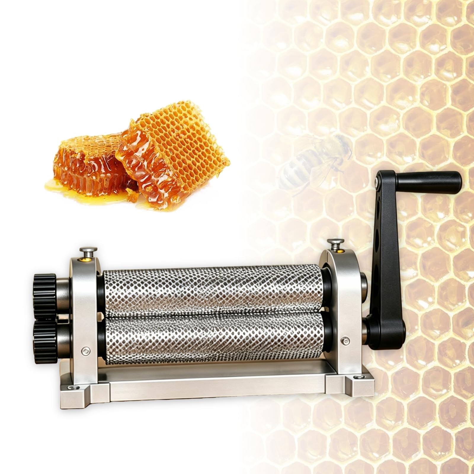 KUSOLE Manual beeswax foundation machine – honeycomb sheet mould for beekeepers; fitted with a 280 mm beeswax roller. 5.4mmaperture