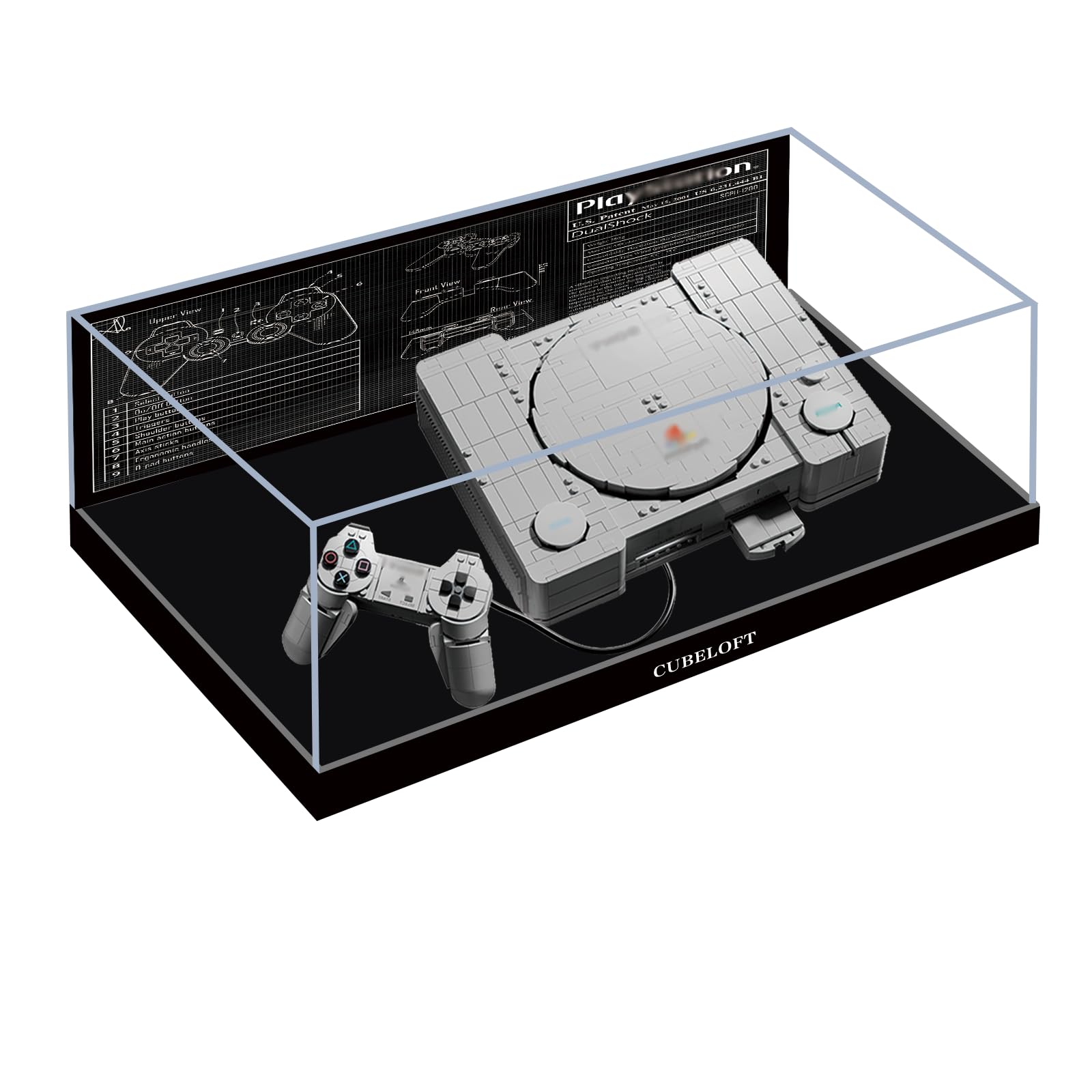 Acrylic Display Case for Lego 72306 Games Console Set (Back Spray A)