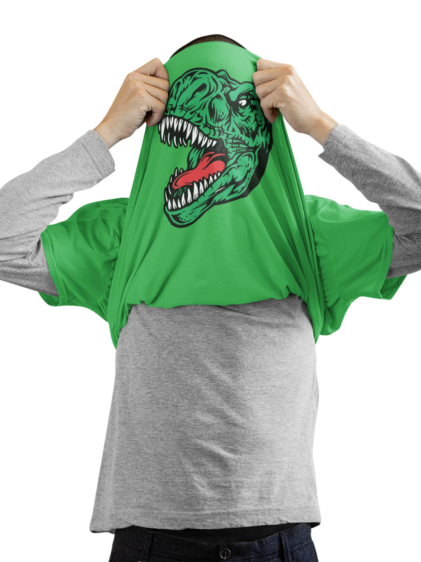 HotScamp Ask Me About My T-Rex - Mens and Youth Unisex T-Shirt - Dinosaur Dino Mad Rawr XL Green