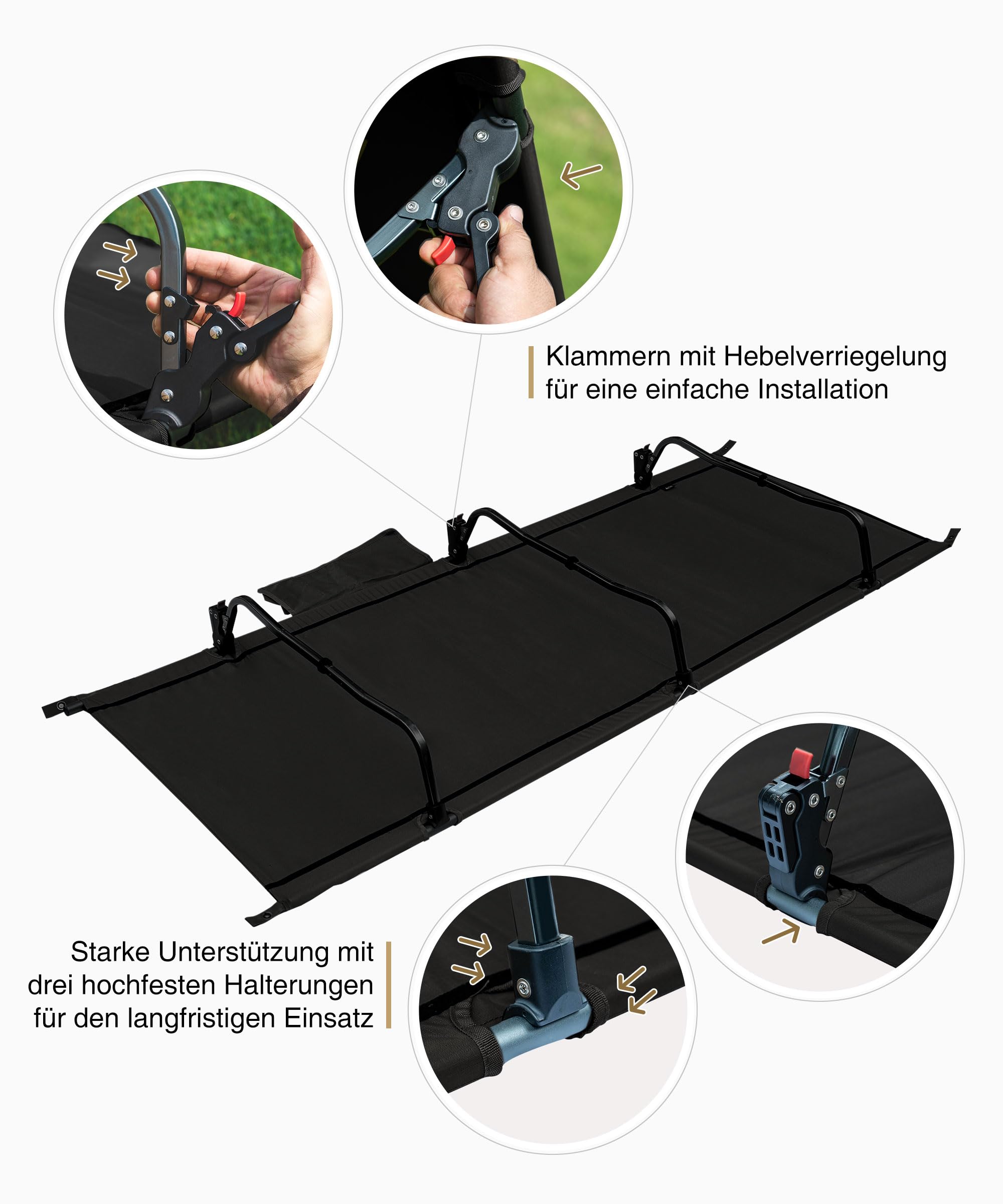 OneTigris SUPRAGRIS Feldbett klappbar, tragbar Campingbett faltbar leicht, Klappbett Camping bis 180 kg für Zelt, Outdoor, Reisen, Garten, Büro(190 × 70 × 18 cm)