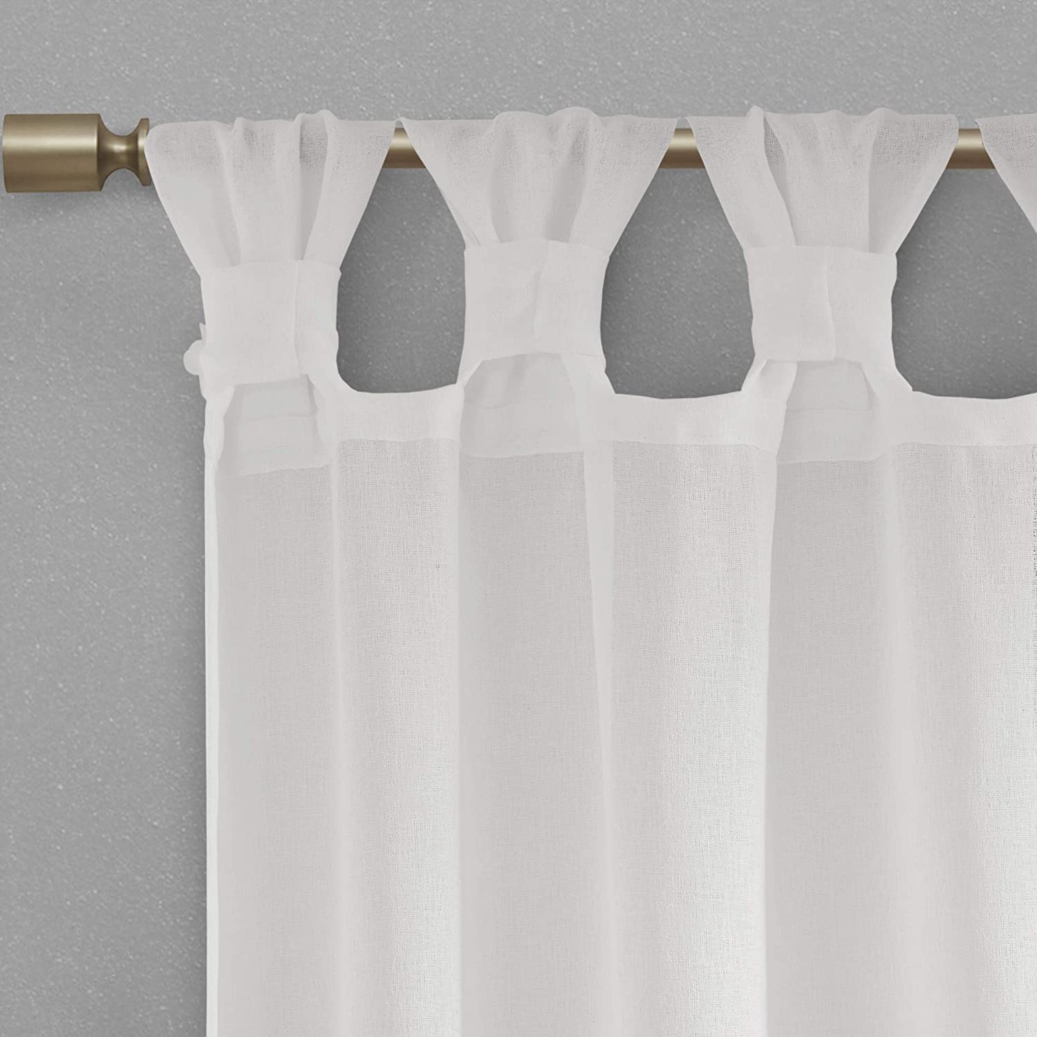 Madison Park Rosette Curtain for Bedroom Living Room and Dormitory, Fabric, White, 50 in x 95 in, W 50" x L 95" (1 Panels) - Image 2