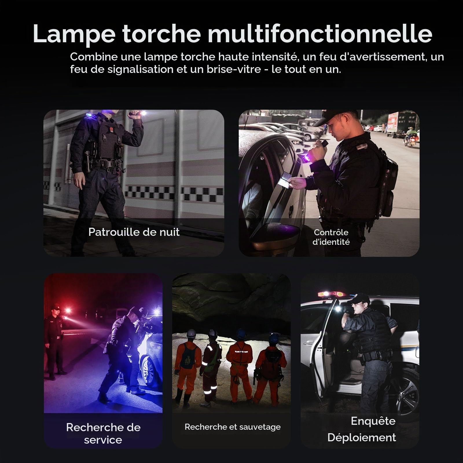 NEXTORCH P84 Lampe Torche 3700 Lumens rechargeable avec balise lumineuse clignotante rouge et bleue