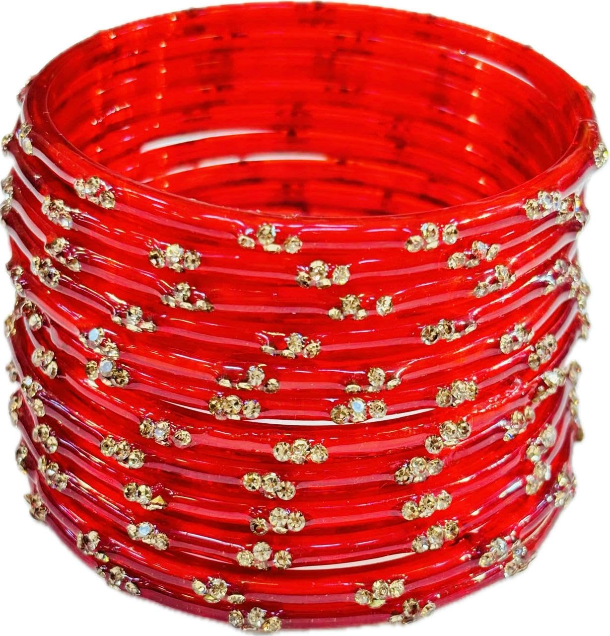 Glass Bangle Lehariya Set With Stone For Womens (12 Piece) (RED, 2.8) (B0DC4L12CG) Amazon Price History, Amazon Price Tracker