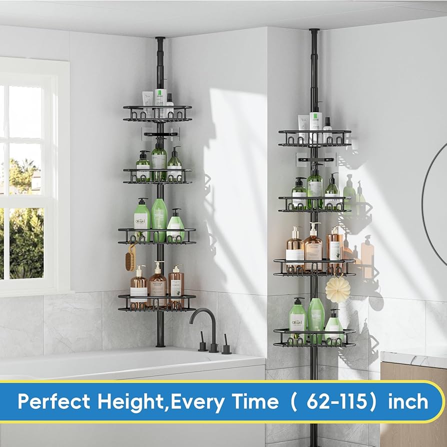 Amazon.com: Yaonunoon Corner Shower Caddy Tension Pole- 4