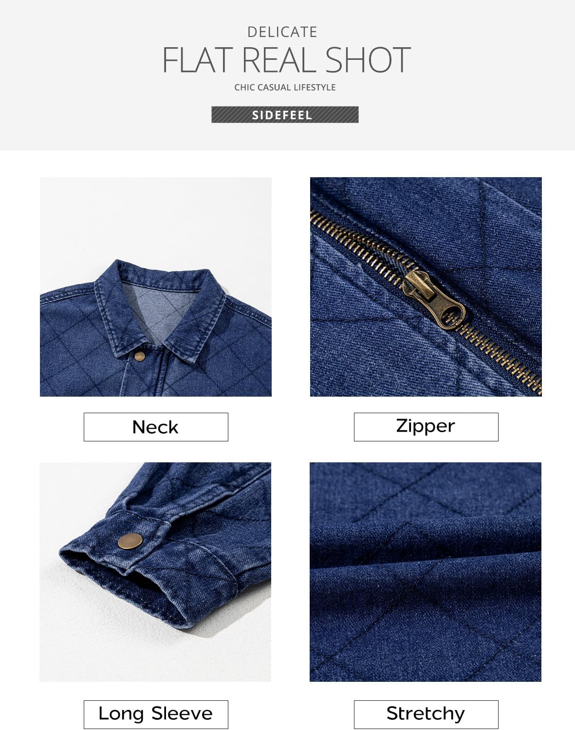 Sidefeel Women's Jean Jacket Long Sleeve Zimbaplatinum Overszied Denim Jackets Shacket Coat Fashion Spring Outfits 2025 - Image 6