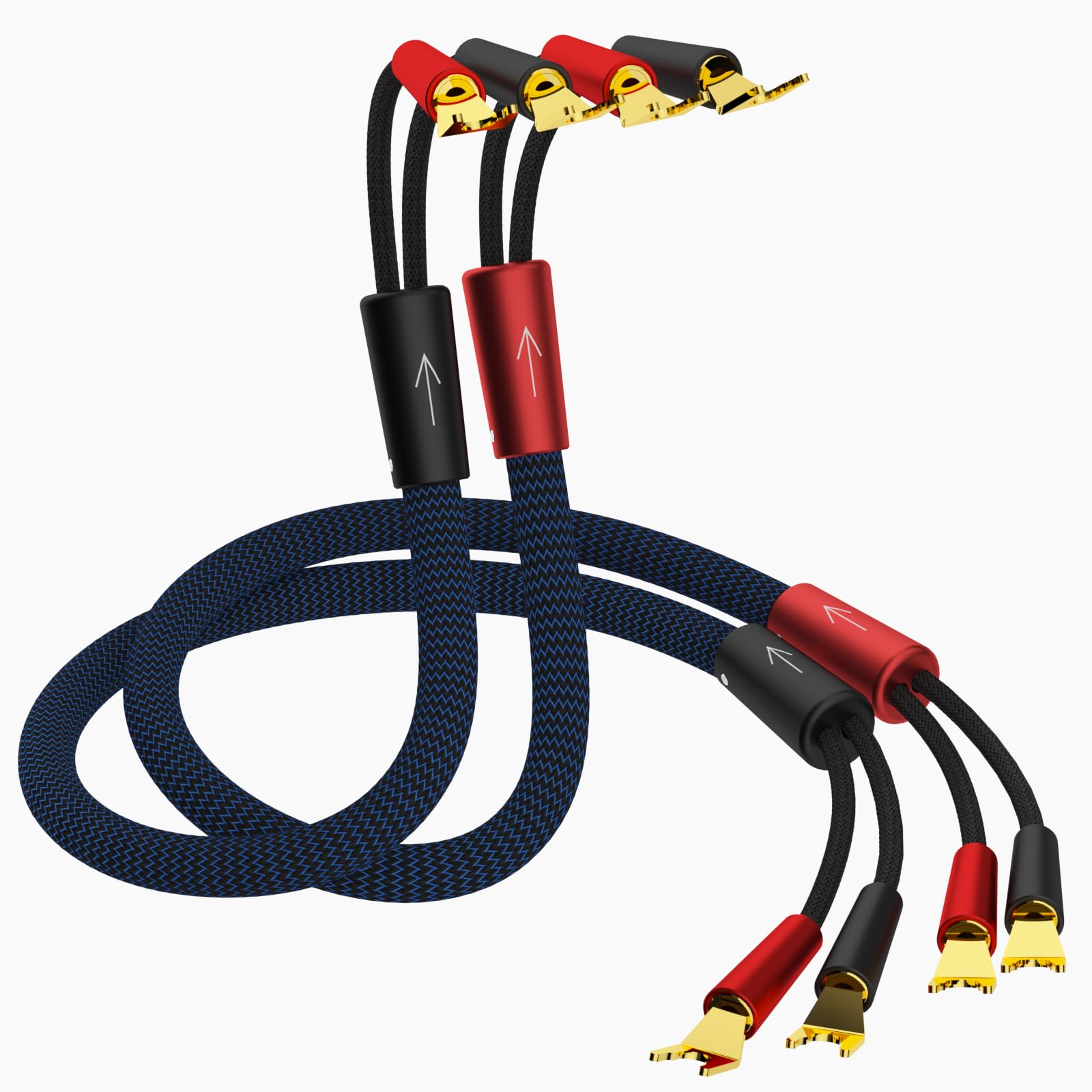 Monosaudio Cavo per altoparlante HiFi OFC con connettori placcati in oro Y Spades, maschio a maschio, altoparlante audio, sistemi HiFi, cavo per altoparlanti home theatre, 2 pezzi, 2 pezzi