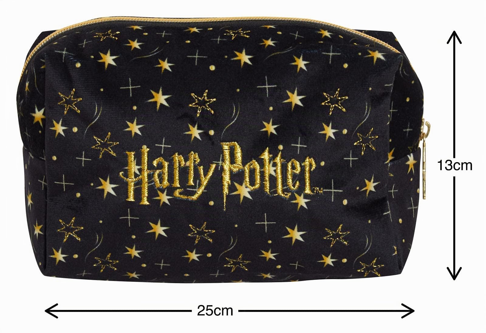 Beauty case Harry Potter per donne e ragazze, astuccio doppio lato nero per cosmetici e articoli da toeletta, accessorio da viaggio, regalo delle Relique della Morte.