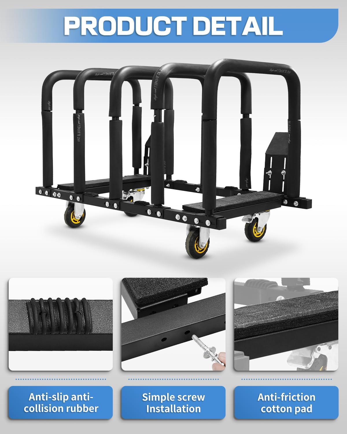ROADER for Jeep Door Holder, Door Rack Storage Cart Hanger Rack Sliding Movable Stand Bracket Door Cart for 1987-2024 Jeep Wrangler TJ JK JL Gladiator JT & 2021-2024 Ford Bronco 2/4 Door