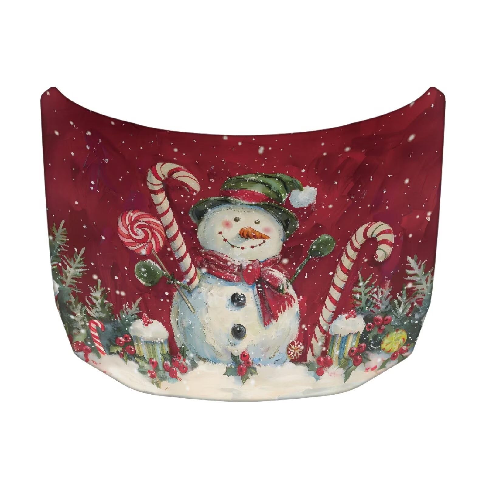 Christmas Cute Snowman Car Hood Cover Polyester Elastic Fabrics Washable Suitable for Large SUV and Pickup Trucks 39×59in