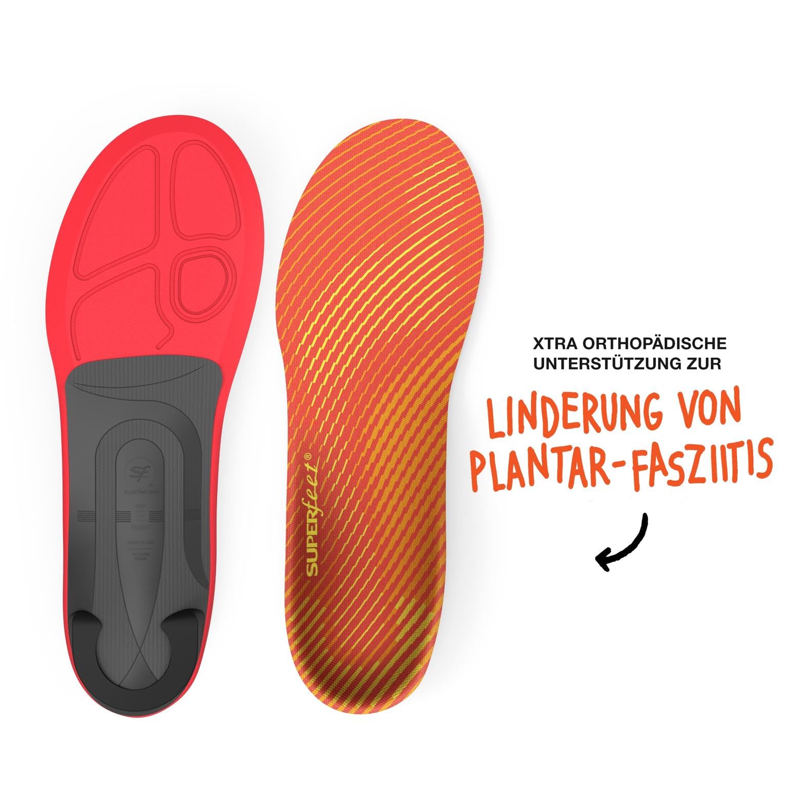 Superfeet Run Einlegesohlen zur Schmerzlinderung - Support für hohe Fußgewölbe