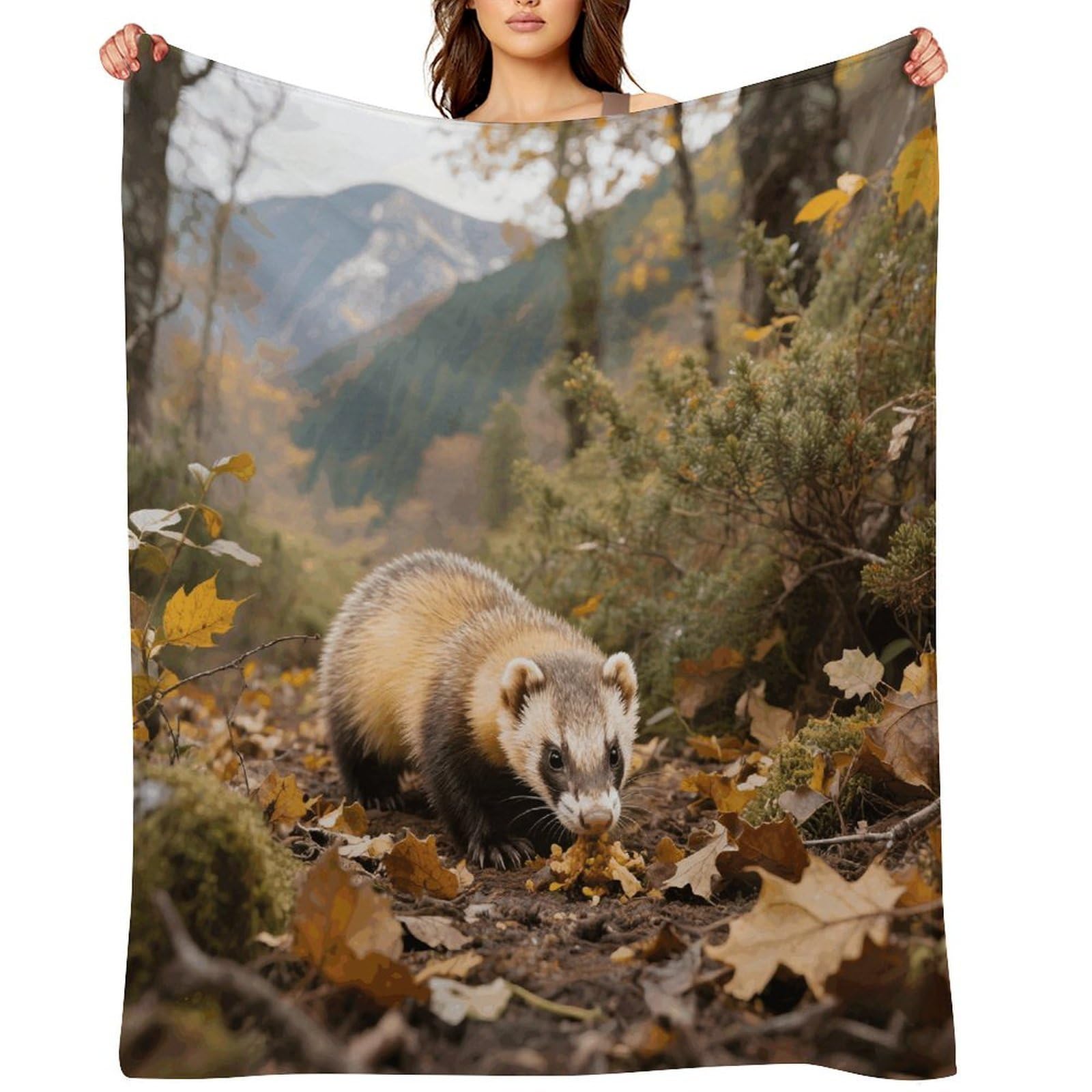 Ferret - Badger Throw Blanket for Couch and Bed Super Soft Warm Lightweight Throw Blankets Cozy Fuzzy Flannel Blanket Personalized Decorative Blankets for Sofa Decor 60"x80"