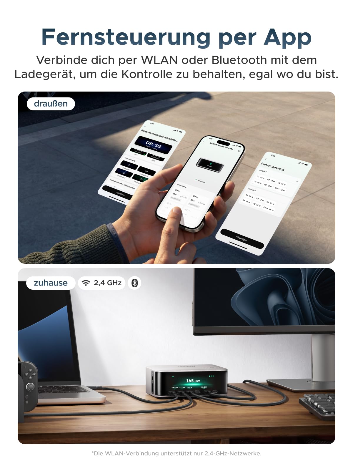 UGREEN Nexode Pro 300W USB C Ladegerät 8-Port, TFT-Display & Smart Control | Zeigt Echtzeit-Ladestatus, 240W DC Ausgang, Fernsteuerung per App, kompatibel mit MacBook Pro/Air/Neo, iPhone 17, Galaxy S26