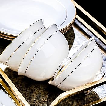 Bone China Dinnerware Set, White Fine Porcelain Kitchen and
