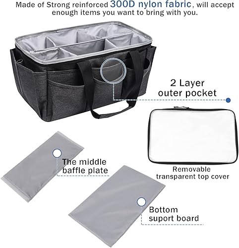 Miniatura 4 de Bolsa multifuncional para manualidades, carpeta de archivos de escritorio, bolsa de transporte con bolsillos para arte, manualidades, costura,