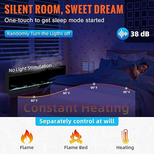 Miniatura 5 de VEVOR Chimenea eléctrica chimenea empotrada y montada en la pared de 50 pulgadas apta para pernos de 2 x 4 y 2 x 6 colores de llama ajustables y