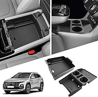 Vista 15 de SKTU para 2018 2019 2020 2021 2022 2023 Hyundai Kona Organizador de inserto de consola central ABS Materiales Negros 2023 Kona OS Bandeja