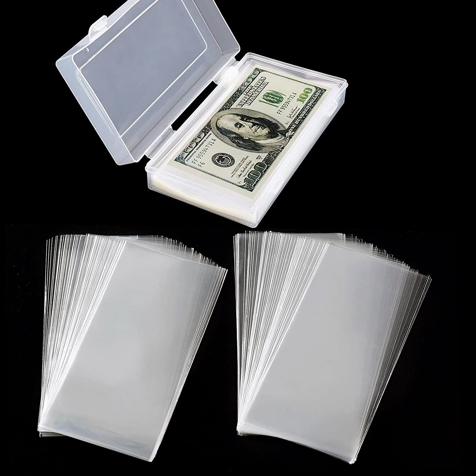 Currency Sleeves, 200 Pcs Dollar Bill Holder, Clear Protector Sleeves for Bills, Cash Bank Notes Slab Holder for Collectors