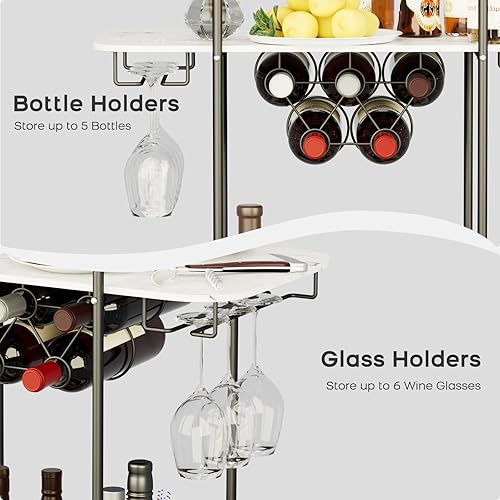 Miniatura 3 de Benoss Black Home - Carrito de bar con ruedas, carrito de vino móvil con soporte para vidrio y estante para vino, moderno carrito de bebidas para