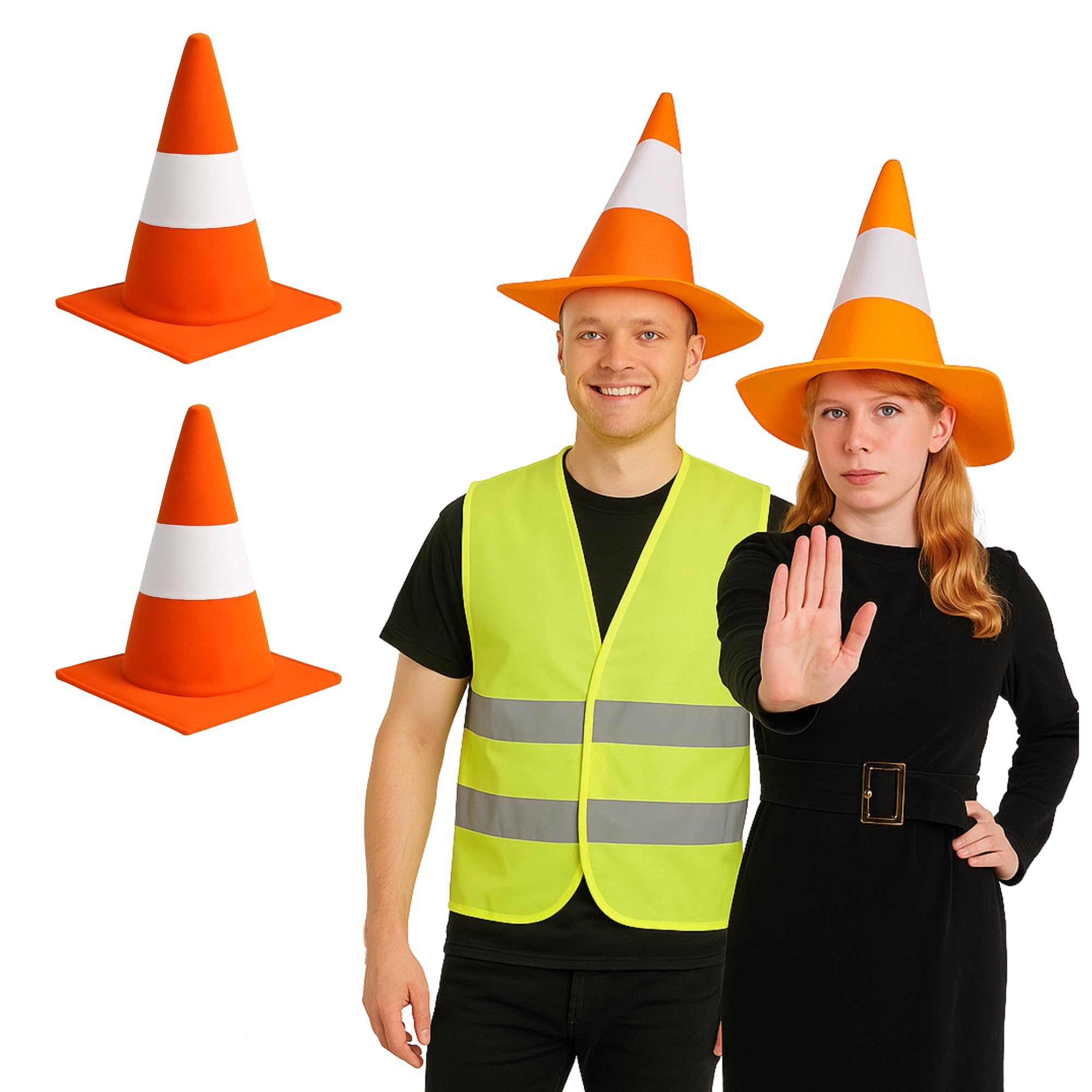 Traffic Cone Hat for Adults- Unisex Orange White Novelty Road Cone Party Accessory for Adults, Funny Novelty Hat |Fancy Dress Costume Accessory for Stag & Hen Nights, Halloween, and Theme Parties (2)