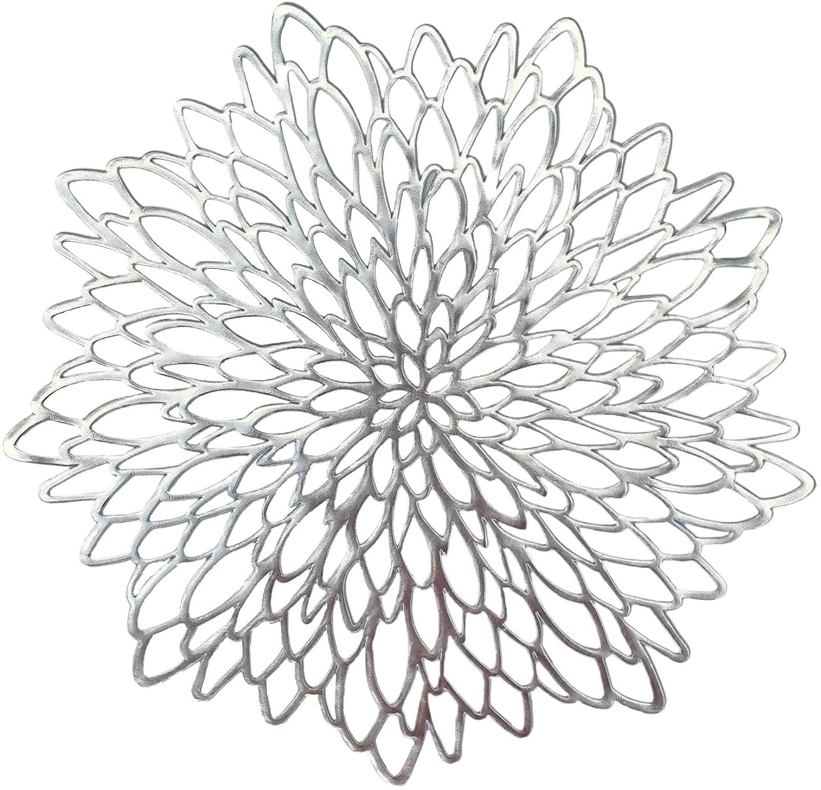 PVC Dining Table Mat 4Pc PVC Placemats Hollow Out Leaf Place Mats Washable Heat Resistant Vinyl Table For Kitchen Dining Wedding Coasters(Color3,38CM)