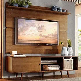 Madesa Rack Dubai e Painel para TV até 65 Polegadas com Pés - Rustic
