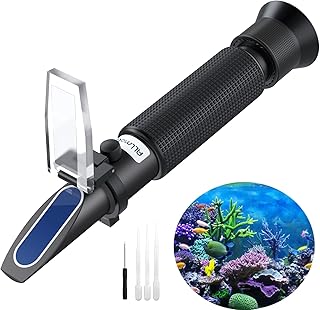 Salinity Refractometer Saltwater Aquariums Dual Scale 0-100 PPT & Specific Gravity 1.000-1.070 Salinity Tester Meter with ATC Function for Marine Monitoring,Fish Farming,Pool Hydrometer