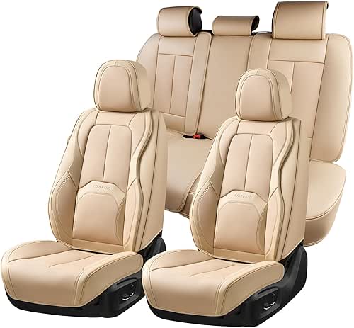 Coverado Car Seat Covers Full Set, Premium Nappa Leather Seat