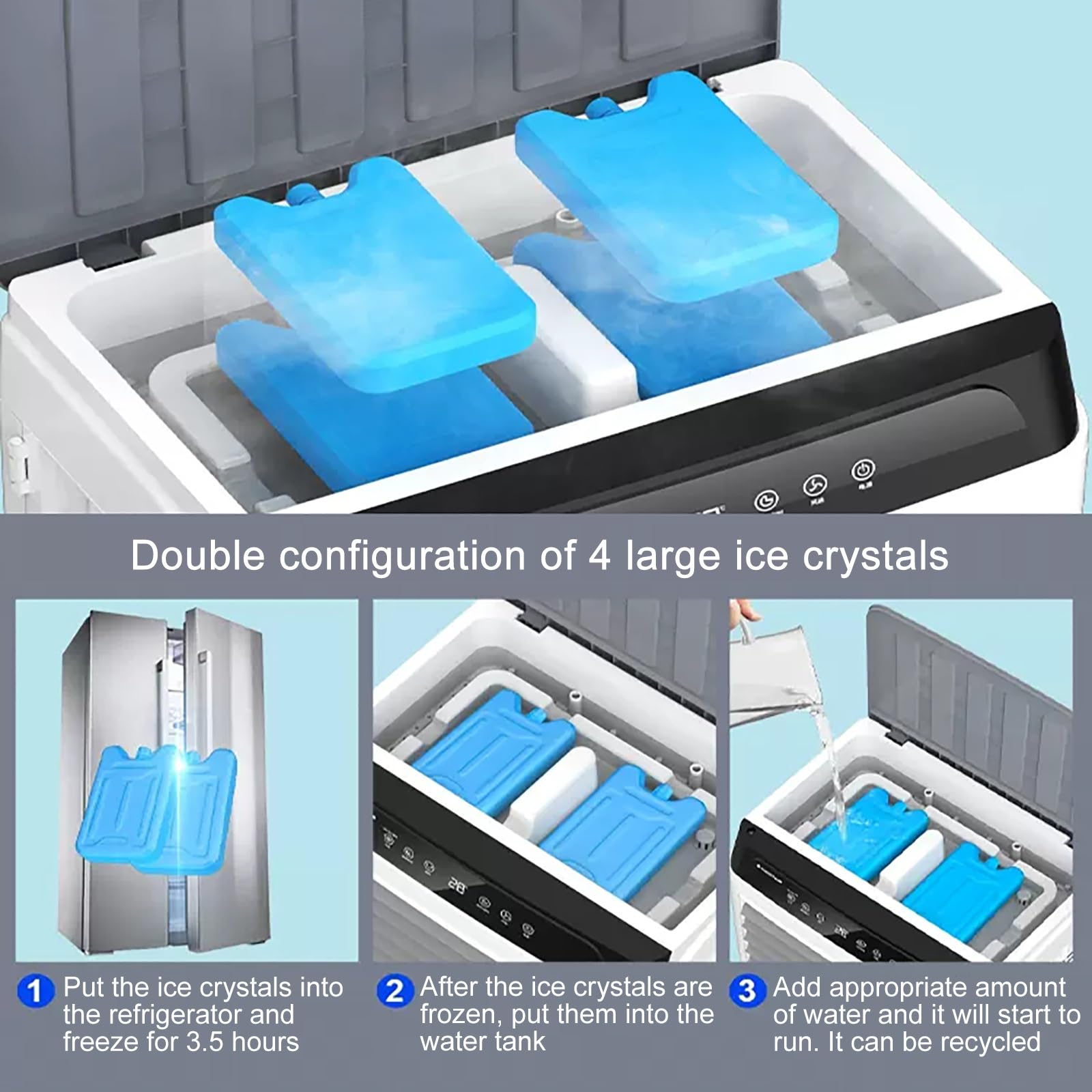 Enfriador de aire evaporativo portátil, volumen de aire de 23000 m³/h, oscilación de 120°, depósito de agua de 35 L/50 L para refrigeración comercial, de oficinas y doméstica (46 x 34 x 85 cm).