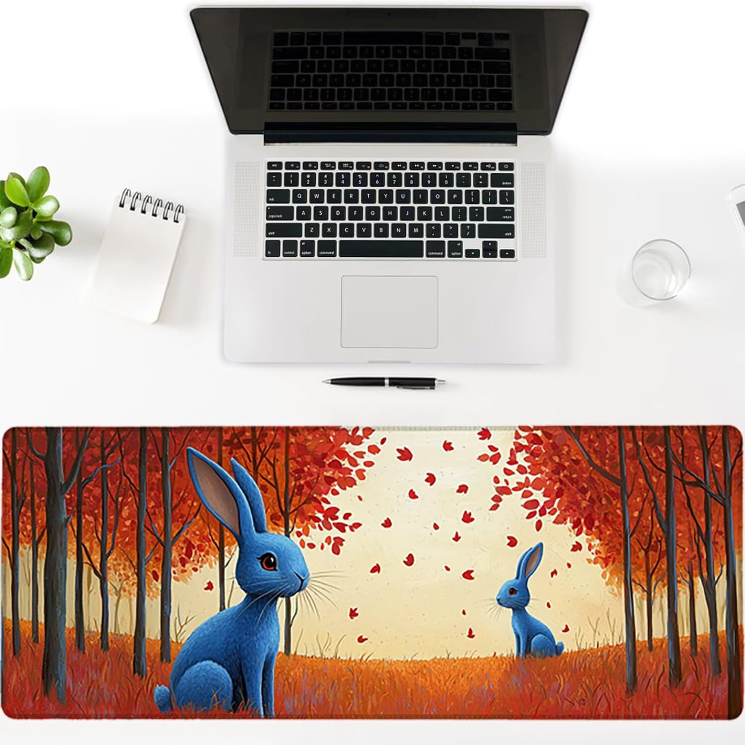 Podkładka pod mysz XXL, zwierzęta, duża gamingowa podkładka pod mysz 1600 x 800 x 3 mm, leśna podkładka pod mysz ze szwami na krawędziach, ponadwymiarowa, antypoślizgowa gumowa podkładka pod mysz