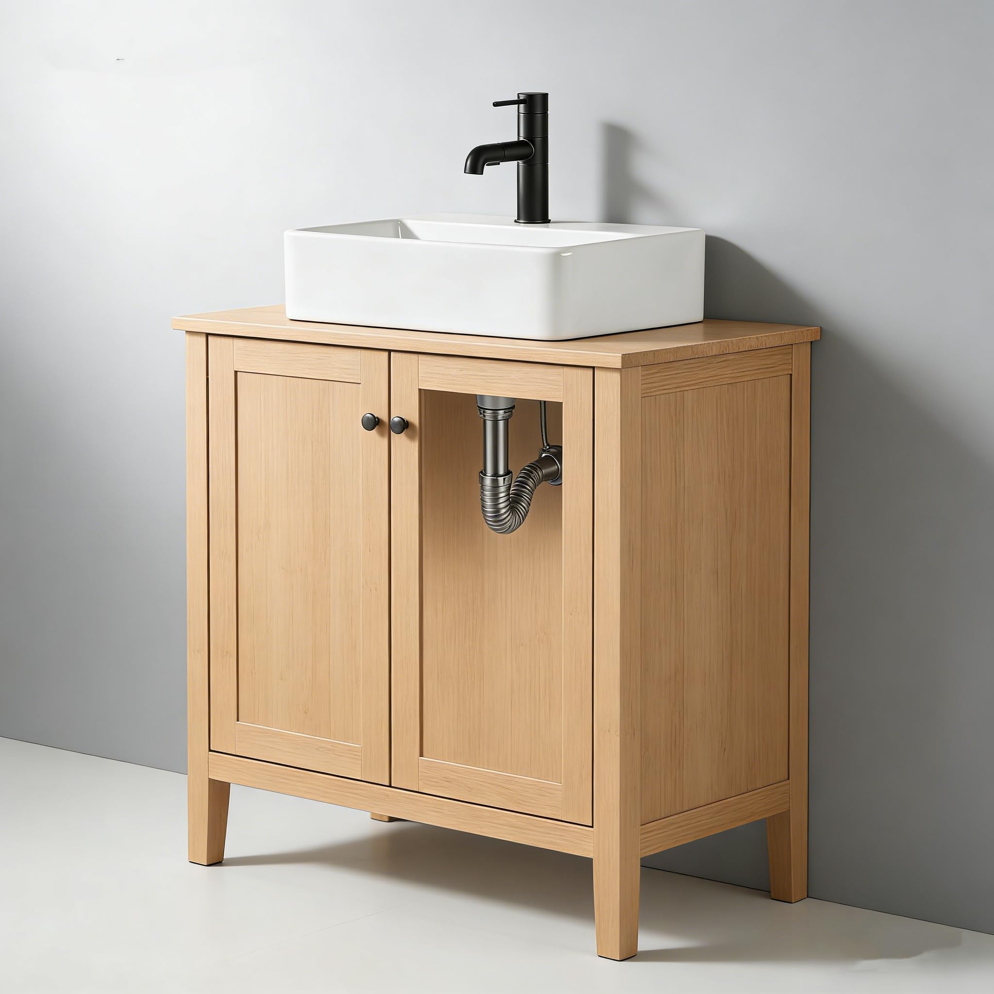 NUESTRA VIDA Lavabo sobre encimera de cerámica blanco, diseño rectangular y compacto (40x29.5x12 cm), incluye orificio para grifo, ideal para baños pequeños y aseos