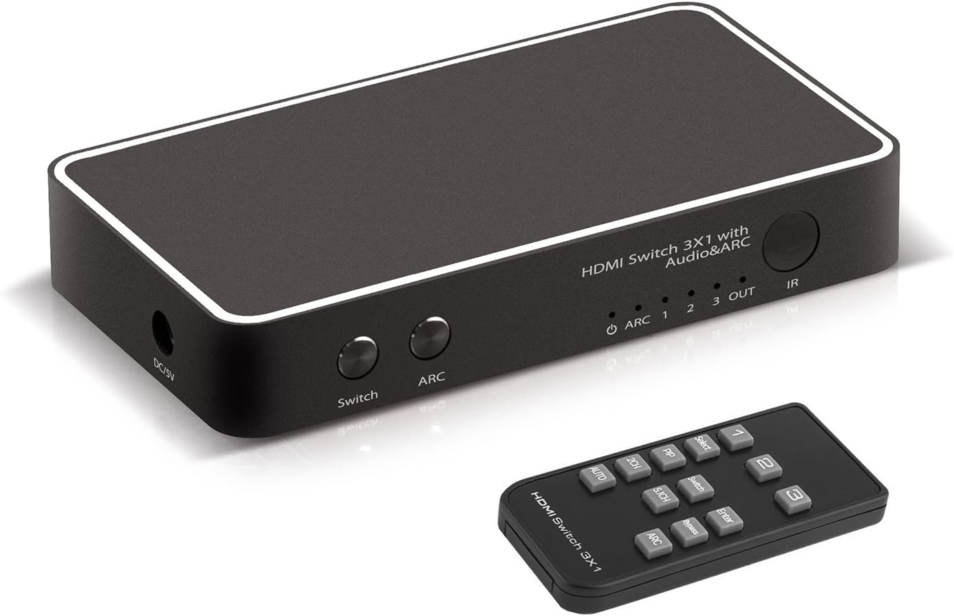 HDMI Switcher,HEJSANG 4K x 2K 3 Port HDMI Switch 3 x 1 with PIP and IR Wireless Remote Control 3 Port HDMI Splitter Switcher Switches Supports SPDIF+3.5MM Audtio output+ARC Function