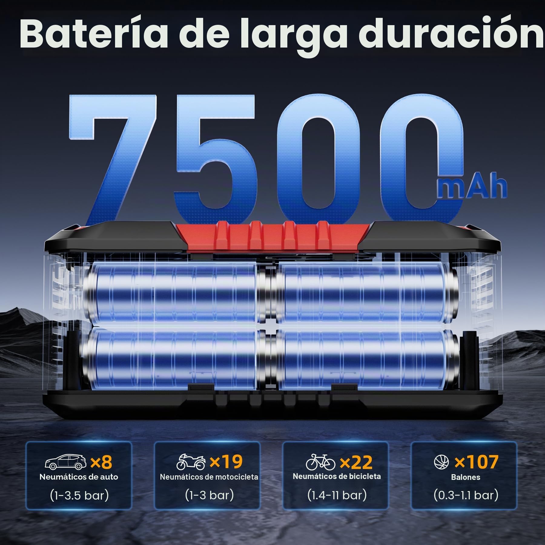 GOOLOO A6 Gear Mini Compresor Eléctrico 160PSI Pantalla Digital | Bomba Portátil 11 Bar, Apagado Automático, Inflador Electrico Con Luz LED, Para Bicicleta, Coche, Moto Y Balones
