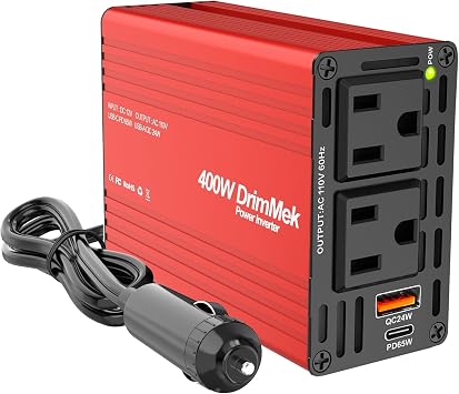 400W Car Power Inverter for Vehicles|24W+65W USB C,12V DC to AC