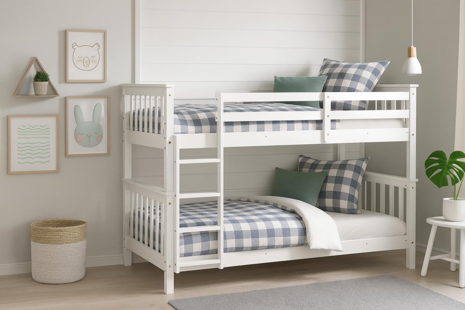 Mobelcenter, Litera Camila de Pino Macizo Reversible, Blanco, 90x190 cm, con Somieres Incluidos, Convertible en 2 Camas Individuales, Medidas: Ancho: 200cm x Fondo: 99cm x Alto: 140cm (1617)