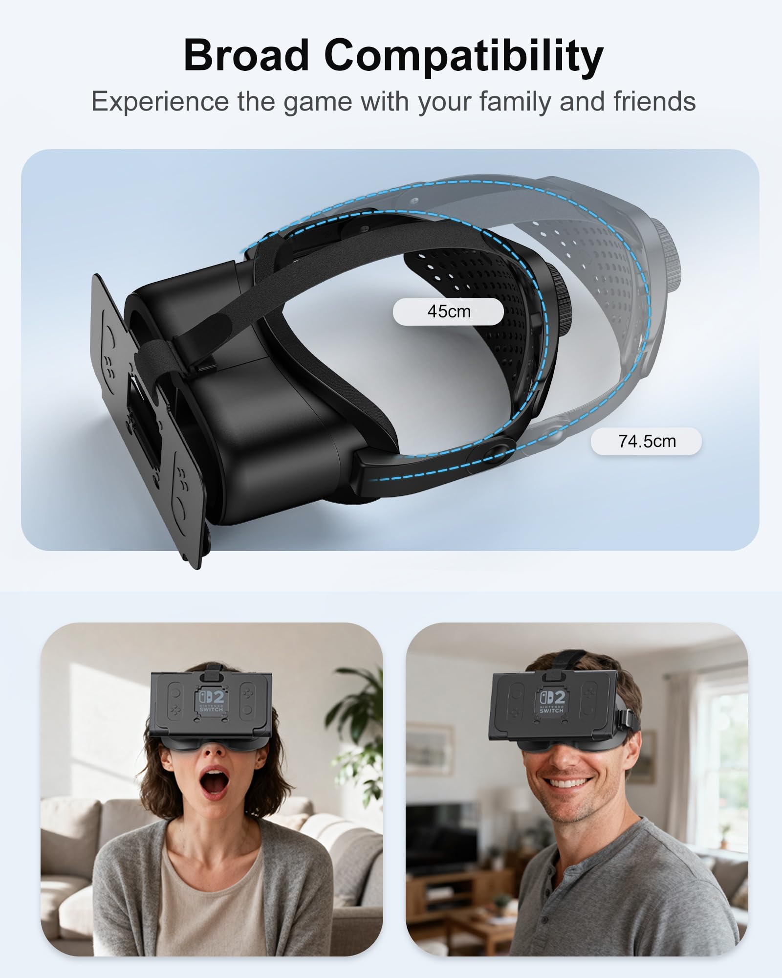 Casque VR amélioré pour Nintendo Switch 2 (2025), Lunettes de réalité virtuelle Switch 2 avec lentilles HD réglables et Sangle de tête Confortable, Lunettes 3D Virtual Boy pour Accessoires Switch 2