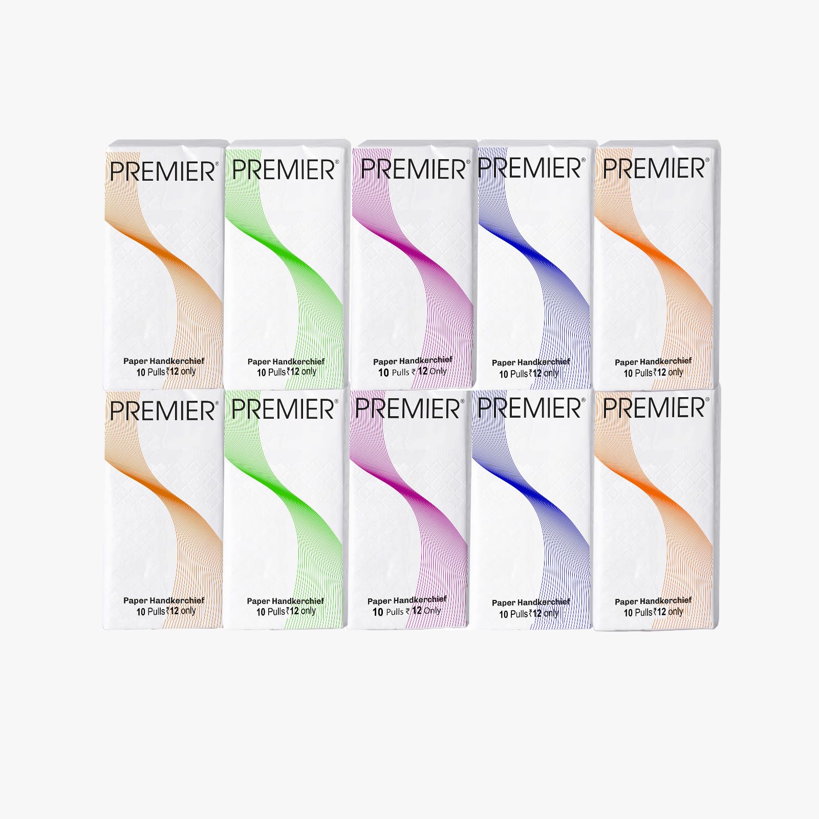 Premier Pocket Hanky 2-Ply Soft Tissues - Pack of 20 (10 Pulls Each, 200 Sheets Total) | Ultra-Soft, Strong & Gentle | Travel-Friendly Facial Tissues for Home, Office & On-the-Go Hygiene