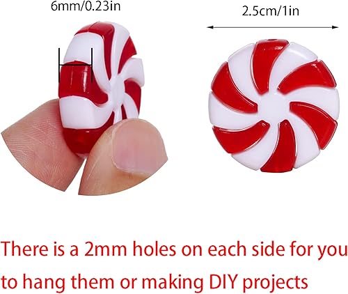 Miniatura 2 de obmwang 80 adornos de bastón de caramelo de Navidad, decoraciones de caramelo rojo y blanco, adornos colgantes para árbol de Navidad, adornos de