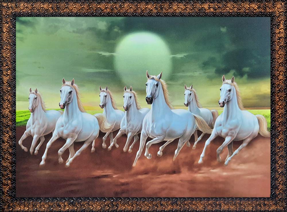 Buy Hardik Art N Frames Beautiful Seven Running Horses with Vastu