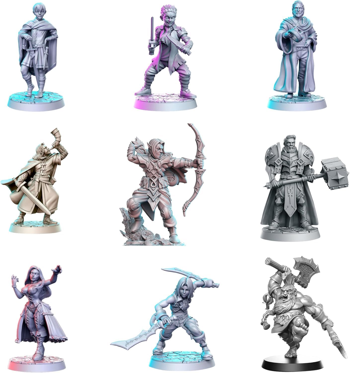 TYL 15-Piece Miniature Set – Unpainted 32mm Resin Miniatures for DND, Pathfinder & Tabletop RPGs – High-Detail Fantasy Models for Dungeon Masters & Miniature Painters