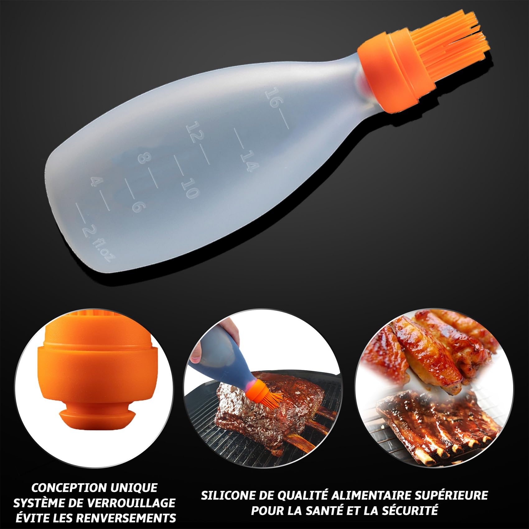 Pinceau en silicone avec distributeur [solution 2 en 1] | Pinceau à barbecue/pinceau à pâtisserie pour un revêtement rapide & sans effort | Pinceau BBQ 100% sans BPA & résistant à la chaleur